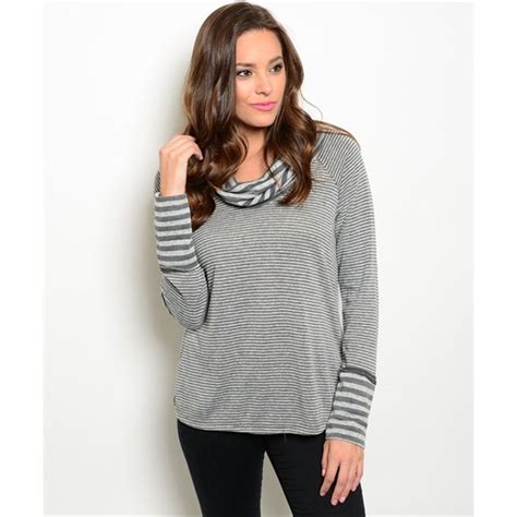 Striped Cowl Neck Sweater 2 Colors Bellechic