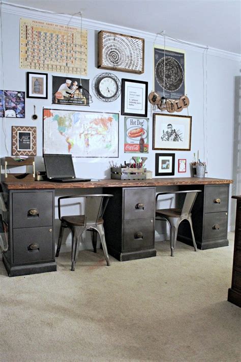 Into each drawer bottoms, drill a large number of holes. File Cabinet Desk DIY Home Office DIY Desk Repurpose Furniture
