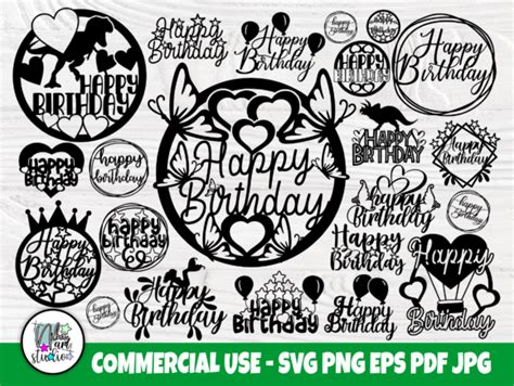 Download Free Birthday Cake Topper SVG Happy Birthday SVG PNG DXF ...