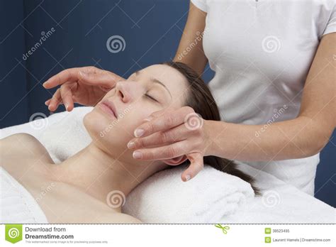 Physical Therapist Practicing A Facial Massage Stock Image Image Of
