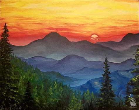 Abstract Mountain Range Painting Painthjs