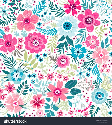 Cute Pattern Small Flower Small Colorful Stock Vector