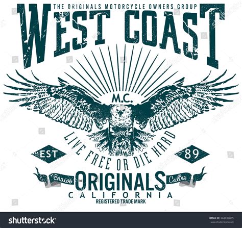 West Coast Original Image Designtee Graphicsvintage Stock Vector