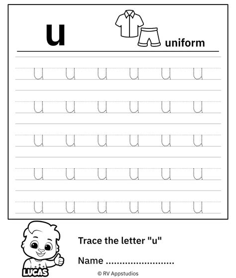 Lowercase Letter U Tracing Worksheet In 2024 Free Alphabet Tracing