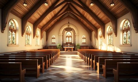 Interior Chapel Architecture Background Ai Generated Image