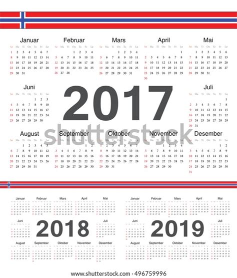 Vector Norwegian Circle Calendars 2017 2018 Stock Vector Royalty Free