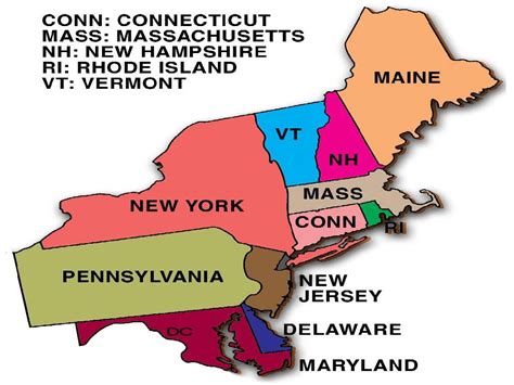 Map Of The Us Northeast Region