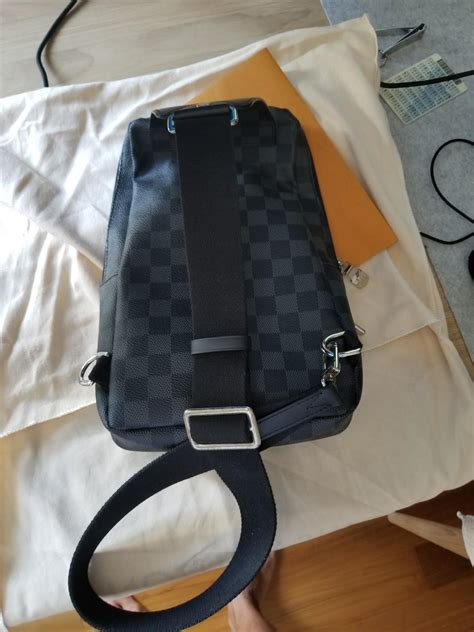 Compact and sporty, with a cool and casual attitude. Louis Vuitton Avenue Sling Bag Damier Graphite Canvas ...