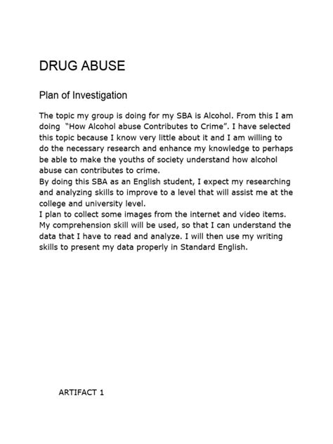 Drug Abuse English Sba Pdf