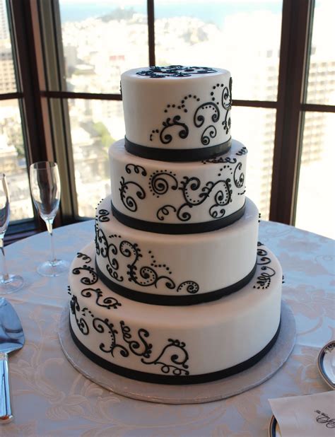 The Beehive Black Swirl Wedding Cake