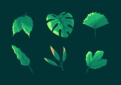 Simple Green Leaves Clipart Vector Set 358670 Vector Art