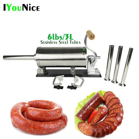 6lbs Stainless Steel Manual Horizontal Sausage Stuffer Hand Operated