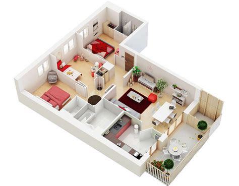 Two Bedroom House Plans In 3d Keep It Relax