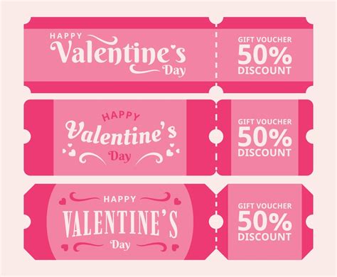 Valentine S Day Voucher Template Set Vector Art And Graphics