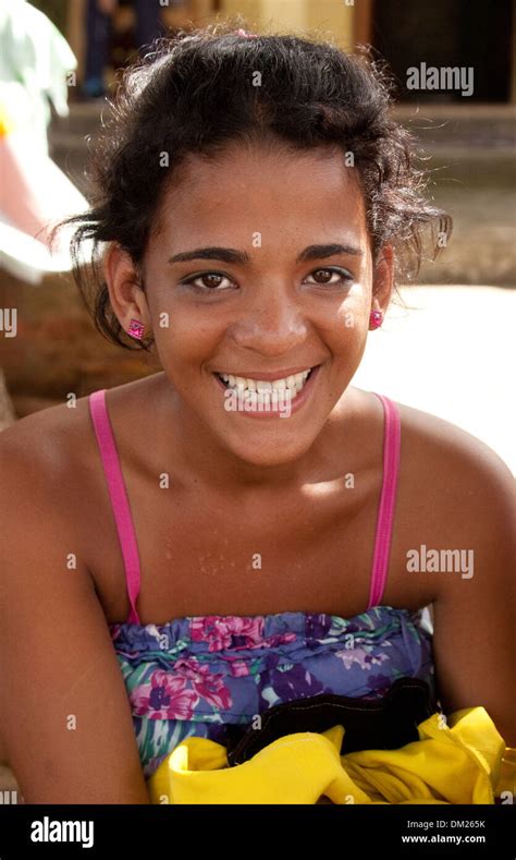 Cuba Girl Portrait Of Attractive Smiling Cuban Teenage Girl Age Stock