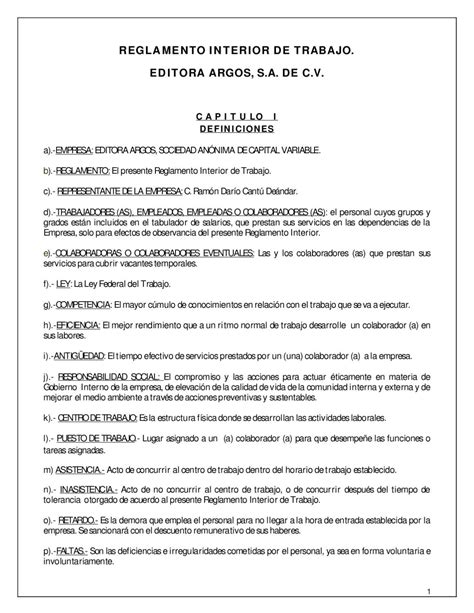 Reglamento Interno De Trabajo By Editora Argos Issuu