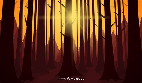 Forest Sunset Illustration Landscape Vector Download