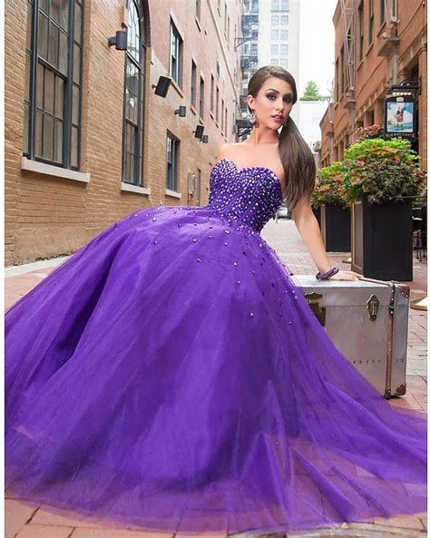 Custom Made Off The Shoulder Sweetheart Plus Size Purple Prom Dresses Tulle With Crystal Court