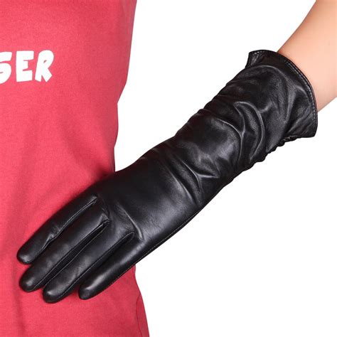 Warmen Winter Warm Cosplay Genuine Leather Women Gloves Cute Bow Skin Supple Elegant New Long