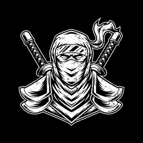 Premium Vector Ninja Artwork Illustration Design Logo
