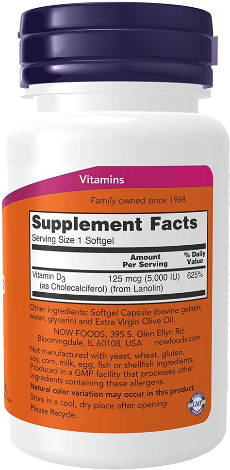 Itested confirms that the information provided on a product supplement facts panel and/or nutrition facts panel is correct. NOW Supplements, Vitamin D-3 5,000 IU, High Potency ...
