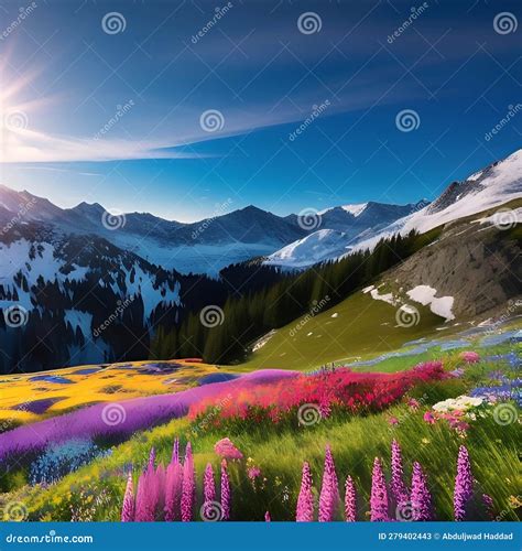 Alpine Meadows In Majestyimmersed In Colorful Alpine Flowers Amidst