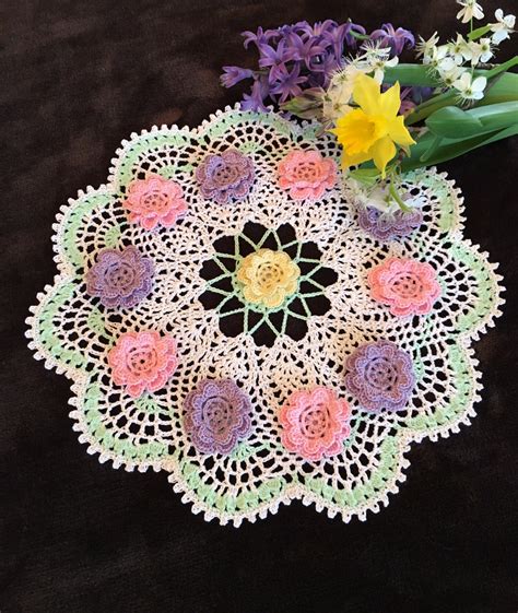 Spring Lace Doily Flower Doily Round Crochet Doily
