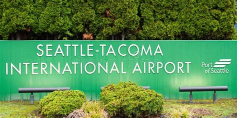 Sign For Seattle Tacoma International Airport In Seatac Editorial Stock
