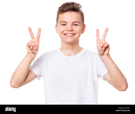 White T Shirt On Teen Boy Stock Photo Alamy