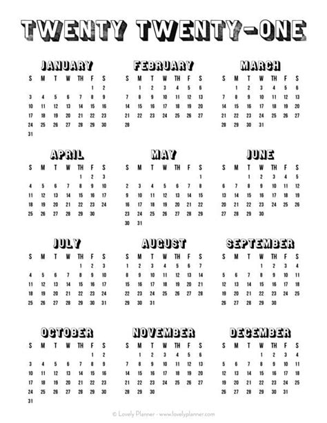 Free Print Calendar 2021 Free Letter Templates