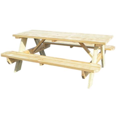 72l Wood Rectangular Picnic Table With Benches In The Picnic Tables Department At
