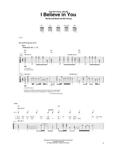 I Believe In You Sheet Music Neil Young Guitar Rhythm Tab