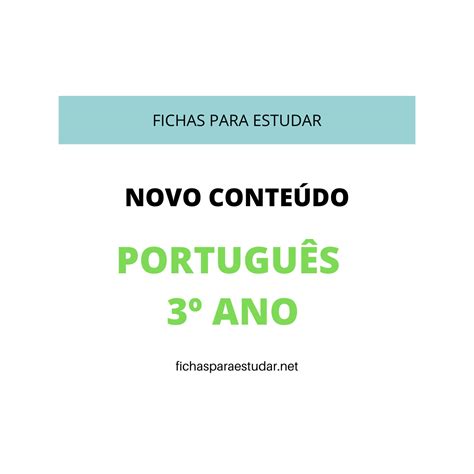 Fichas Para Estudar Fichas E Testes De L Ngua Portuguesa Ano