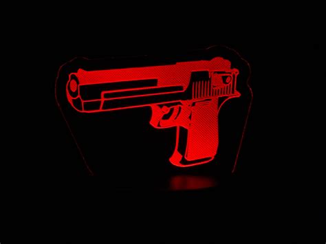 Gun Pistol Acrylic Led Light Can Be Personalized With Your Etsy