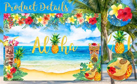 Allenjoy 10x8ft Aloha Backdrop Summer Luau Tropical