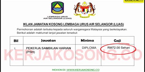 A state of selangor's agency who manages water. Jawatan Kosong Lembaga Urus Air Selangor (LUAS)