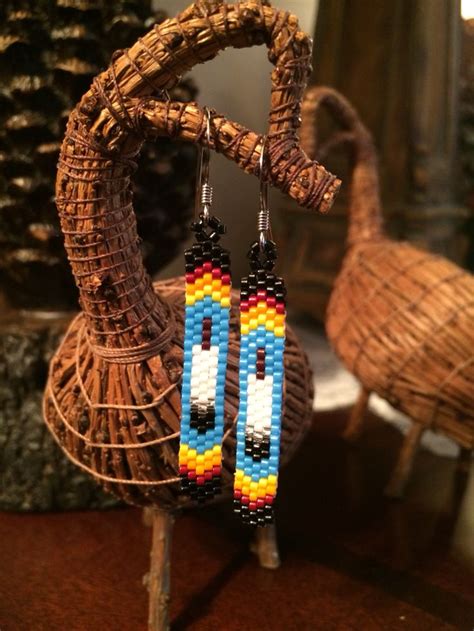 Delica Beaded Feather Earrings No2 Beaded Earrings Patterns Earring