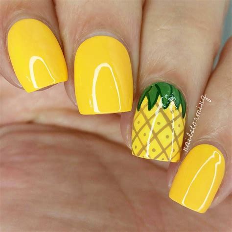 Pineapple Nail Art Cute And Simple Yellow Summer Pineapple Nails