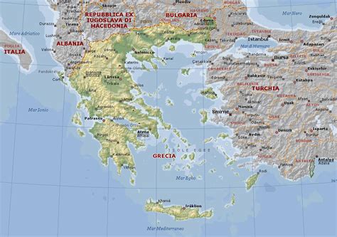 Grecia Carta Geografica Mappa Greca