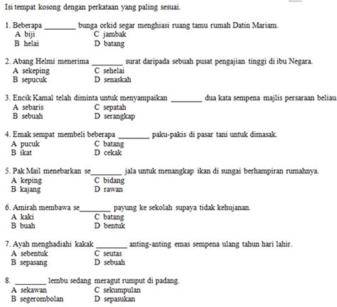 Pelajar tahun 2 menaiki sebuah bas sekolah menuju ke kuala lumpur. LATIHAN BAHASA MELAYU: Penjodoh Bilangan