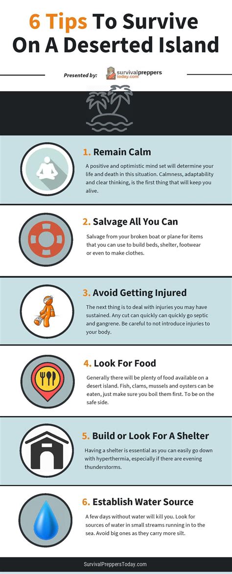 6 Tips How To Survive On A Deserted Island Infographic Infographic Plaza
