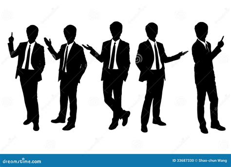 Silhouettes Of Business Man Presenting Stock Vector Illustration Of