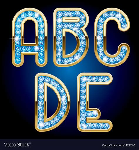 Gold And Diamond Alphabet Letters Royalty Free Vector Image