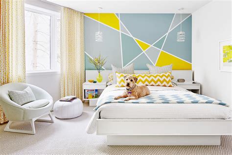 Paint A Simple Geometric Pattern On Your Bedroom Wall In 2020 Bedroom