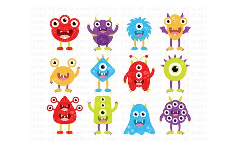 Silly Monsters Digital Clipart Lescl03a