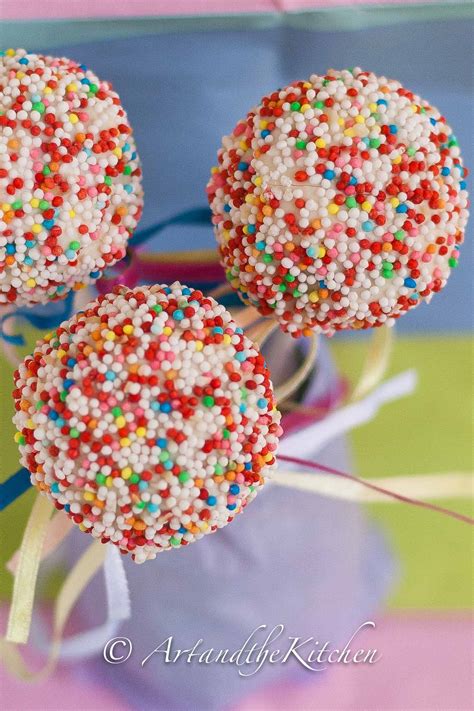 Push the cake pop stick into a styrofoam block or use a glass filled with rice to hold them upright. Confetti Cake Pops | Art and the Kitchen