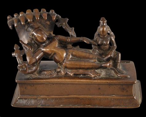 Indian Bronze Of Vishnu Reclining On Ananta Anantasayana Michael Backman Ltd Bronze