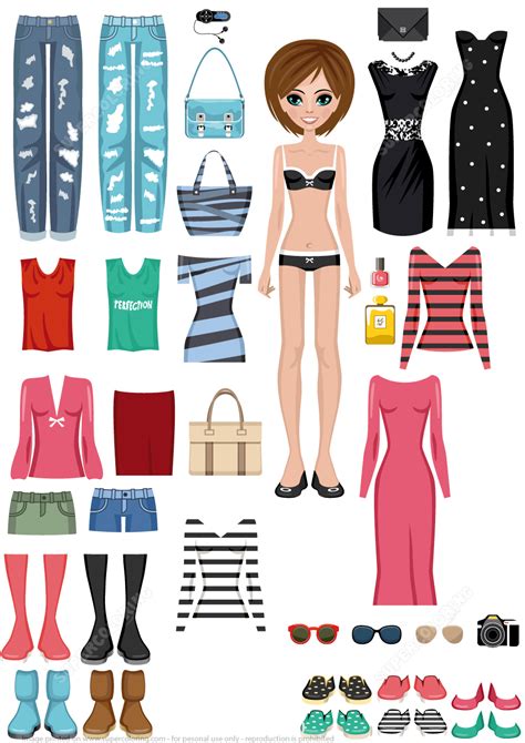 Woman Paper Doll With Collection Of Clothes Free Printable Papercraft Templates
