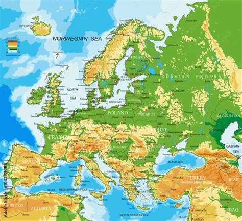 Europe Physical Map Vector De Stock Adobe Stock