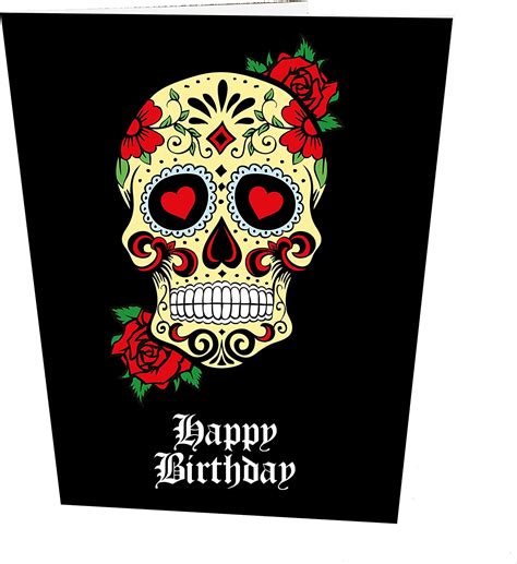 Sugar Skull With Roses Birthday Card Uk Stationery